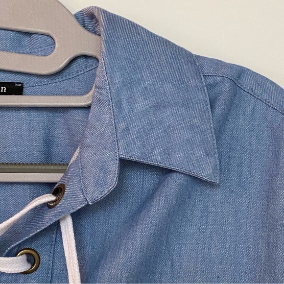 Maven West‎ Blue Denim Lace-Up Blouse S Casual Streetwear Normcore Loose Fit - Picture 4 of 10
